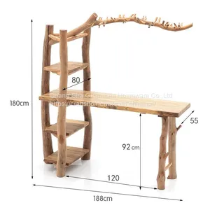 Red Wine Rack Solid Wood Hand Made Rustic thumbnail-2