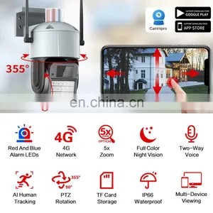 2MP Security IP Network Camera 5X Zoom 1080P HD 3G 4G SIM CARD PTZ Outdoor Home Surveillance Cam CCTV Full Color Night Vision thumbnail-3