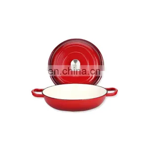 Enamel Cast Iron Cookware Set Pots And Pans Shallow Turkey Seafood Casserole thumbnail-2