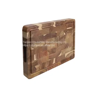 Acacia Wood Mini Cutting Board Rectangle End Grain Butcher Block Wooden Kitchen Chopping Board thumbnail-2