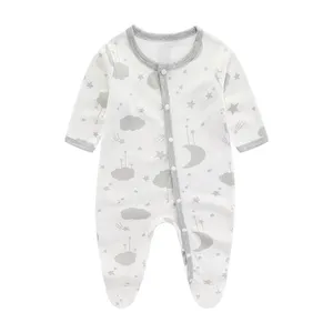 Newborn Baby Romper Onesie Jumpsuit Feet Wrap Long Sleeves Baby Climb Clothes Children's Pajama Cotton thumbnail-2