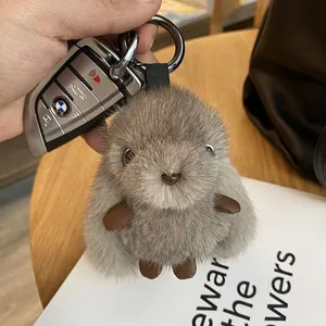 Faux Mink Fur Rabbit Keychain, Plush Cute Rabbit Pendant, Artificial Fur Cute Rabbit Bag Accessory thumbnail-3