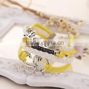Hot Selling Multilayer Leather Weave Bracelets Bestfriend Jewelry 2016 thumbnail-3