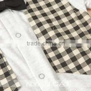 2016 Summer Baby Boy Handsome Modeling Fake Vest Kids Boy Tie Bow Baby Romper Children Boy Junpsuits thumbnail-5