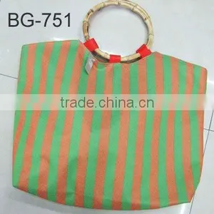 Fashion Capacity Bamboo Handle Beach Bag thumbnail-1