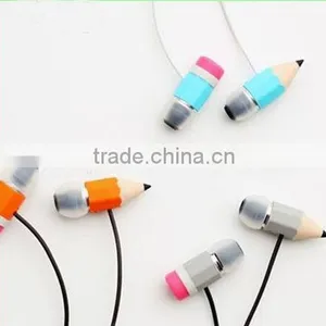 Stylish Pencil Earphones Plastic Stereo In-ear Earbuds for Promotion thumbnail-1