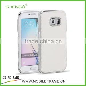 2015 Design Diamond Metal and PU Leather Mobile Phone Cases for Samsung S6 Edge thumbnail-4