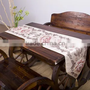 PLUS Classic Embroidery Tassel Dining Table Runners With Sequined Lace thumbnail-1