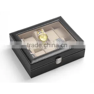 Custom 12 Slot Mens Leather Watch Storage Box thumbnail-3