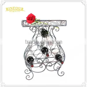Wrought Iron Tall Wall Mounted Wine Rack Metal Wine Shelving thumbnail-3