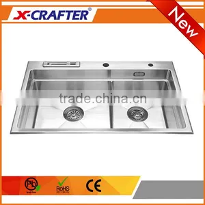 Brushed Surface Treatment Double Bowl Overmount Water Sink thumbnail-1