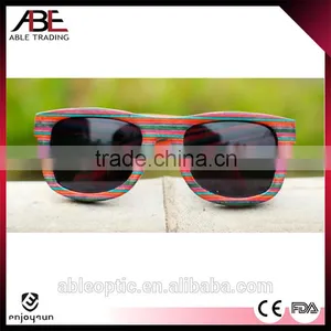 Womens 2016 Fashion Vogue UV400 Mirror Lens Custom Design Bamboo Wooden Polarized Sunglasses With CE Standard Supplier's Choice thumbnail-1