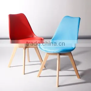 Colorful K/D Cheaper Price WHOLESALE Plastic Hotel Restaurant Banquet Tulip Chair With Soft Cushion 1028-1 thumbnail-1