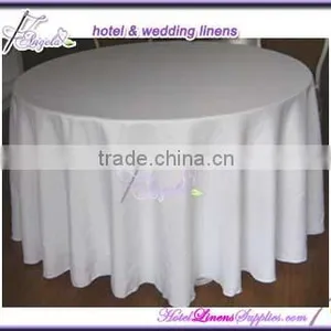 Cheap Round Table Cloth, Basic Poly Tablecloth, White Tablecloth( Dia-132", 120", 90", 78", 70"), Iron-free, Seamless Quality Choice thumbnail-1