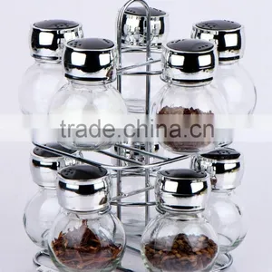 TW1035 10pcs Glass Spice Jar Set With Metal Rack thumbnail-1