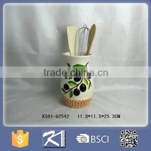 Kinsheng New Product Olive Ceramic Spoon and Ffork Storage Holder thumbnail-3