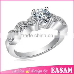 Custom Silver Crystal Wedding Ring/diamond Engagement Ring thumbnail-2