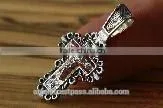 Silver 925 Cross Pendant. Burnished Silver. Jerusalem Jewelry. thumbnail-3