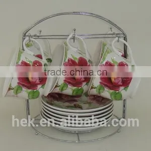 Ceramic Tea Set With Metal Rack , 13pcs Tea/cofee Set thumbnail-1