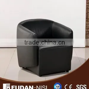 Modern Round Top Grain Leather Sofa Leisure Chair thumbnail-1