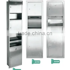 Combination Cabinet RECESSED HAND DRYER +TOWEL DISPENSER +DUSTBIN, SS.304 thumbnail-1