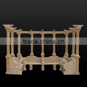 SKY-005 Marble Garden Park Aisle Stone Corridor Tables And Benches With Back thumbnail-1