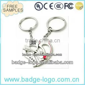 Free Sample Heart Shape Novelty Promotional Couple Metal Keychain thumbnail-1
