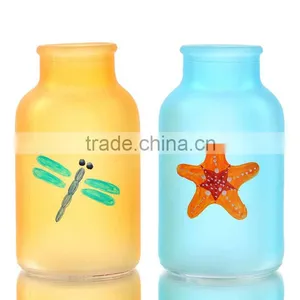 Hand Drawing Frosted Color Glass Vase thumbnail-2