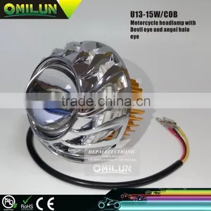 2015 New Version U13 LED Motorcycle Headlight With Angel Halo Eyes thumbnail-2