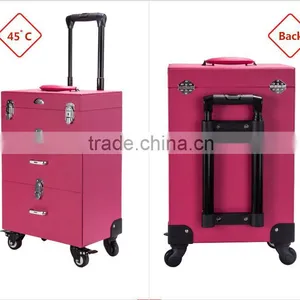 Professional Beauty Cosmetic Case Pink Makeup Case/ Box PVC Leather Box thumbnail-3