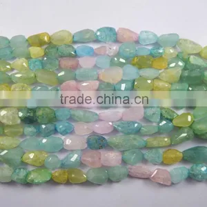 NATURAL FACETED MULTI COLOUR AQUAMARINE TUMBLE SHAPE BEADS thumbnail-3