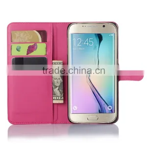 HOT SELLING Luxury Case for Samsung GALAXY S6 Edge Plus PU Lichee Leather Flip Cover With Wallet thumbnail-2