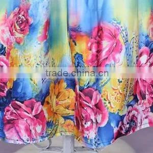 New Fashion Korean Casual Lady Women's Floral Large Hem Pleated Skirt thumbnail-3