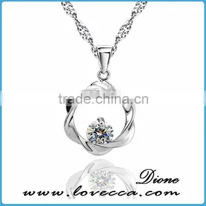 Wholesale 2016 Hot Round Pendant With Purple Zircon Stone Sterling 925 Silver Necklace thumbnail-2