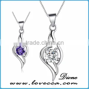 Wholesale 2016 Hot Round Pendant With Purple Zircon Stone Sterling 925 Silver Necklace thumbnail-5