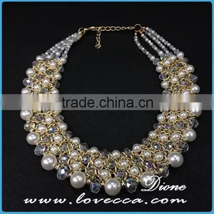 Hot Gift! Fashion Exaggerate Alloy Pearl Weave Braided Statement Women Bib Collar Charms thumbnail-1