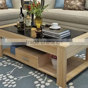 Wooden Particle Board Coffee Table With 8mm Tempered Glass thumbnail-1