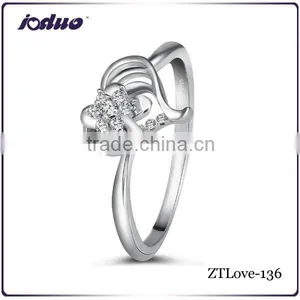 Luxury Jewelry Flower Design and Hollow Heart Design 925 Sterling Silver Rings thumbnail-1