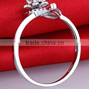 Luxury Jewelry Flower Design and Hollow Heart Design 925 Sterling Silver Rings thumbnail-4