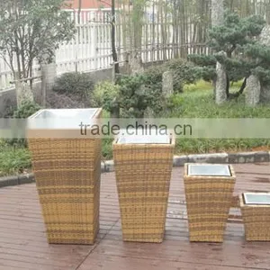 3PCS Rattan Flower Pot With Plastic Box Inside thumbnail-3