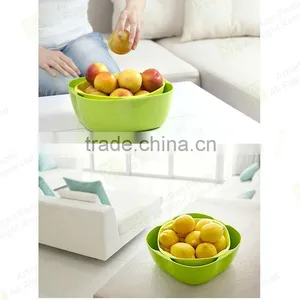 High Quality New Design Colorful Double Desk Plastic Stackable Fruit Bowl Set thumbnail-1