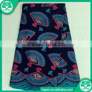 2016 African Block Printed Wax Rhinestones Wax Fabric for Garment in Guangzhou thumbnail-5