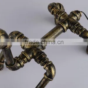 Manufacturer's Premium Wire Pipe Table Lamp Industrial Rusty Dog Desk Lamp Water Pipe Metal Decoration Table Light thumbnail-3