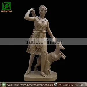 Hand Carved Garden Stone Hunter With Deer Statue thumbnail-1