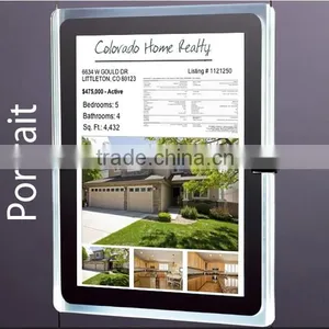 New Invention Real Estate Acrylic Light Poster Folders Portrait Window Signs Cable Led Displays thumbnail-5