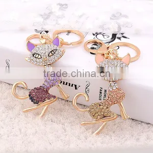 Majestic Fox Sparkling Keychain Blingbling Crystal Handbag or Feather Fans Key Chain Fox Key Ring Holder Purse Bag thumbnail-2