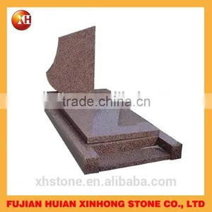 Red Stone Custom-made Gravestone Upright Tombstone Headstone Memori thumbnail-1