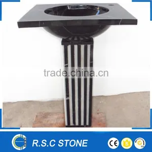 Polished Black Marquina Marble Mosaic Sink thumbnail-1