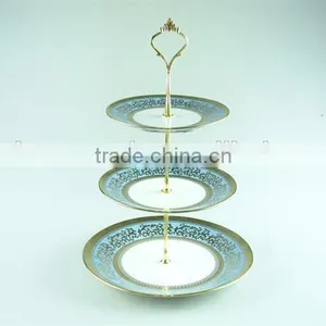 3 Tier Cheap Decal Ceramic Cake Plate Stand for Weeding/party Use in Stock thumbnail-1