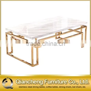 Sweden Style Rectangle Marble Stone Coffee Table Stainless Steel Frame Table thumbnail-1